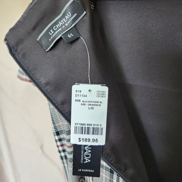 NWT Plaid Le Chateau Sheath Pencil Midi Dress with Belt Office Work - Picture 8 of 10